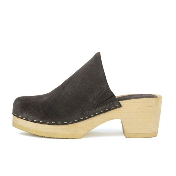 Rag And Co Darcie Clogs Suede Wooden Heel Dark Grey Size 7 Boho Chic Indie Fall - Picture 3 of 15